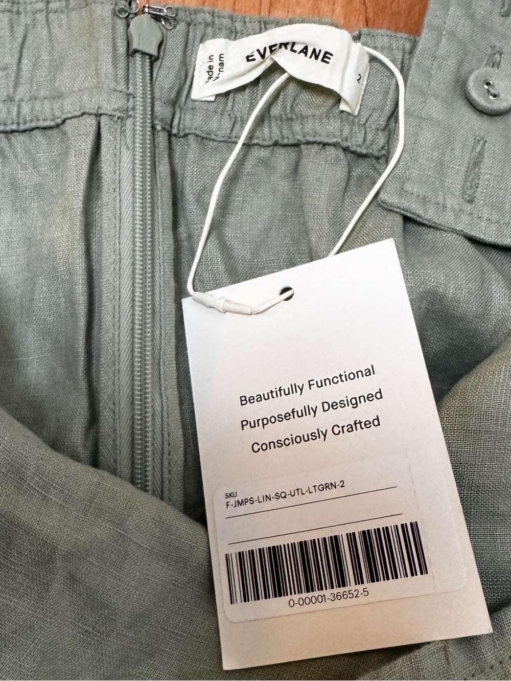 Everlane NWT Utility Coverall in Seagrass linen wide leg summer coastal beachy - Picture 7 of 11